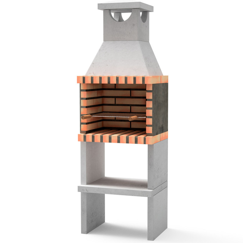 Nice/Zon 62x46x186 cm gemauerter Grill mit 51x35 cm Grillrost | Gartengrill aus Beton und Ziegeln