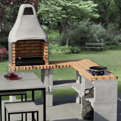 Barbacoa de Obra New Iberia XL 69x47x190 cm con Parrilla 56x35 cm | Barbacoa de Hormigón y Ladrillo para Jardin
