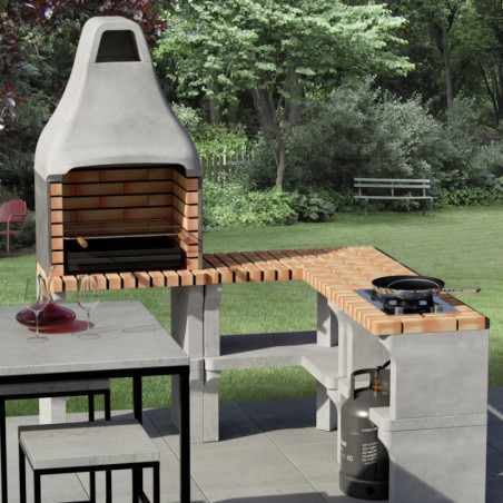 New Iberia XL 69x47x190 cm Built-in Barbecue with 56x35 cm Grill | Concrete and Brick Garden Barbecue