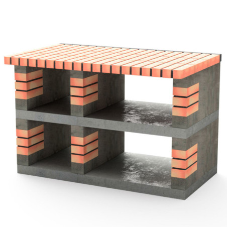 Módulo Barbacoa de Obra Pan America 120x70x80 cm en Ladrillo Naranja y Hormigón | Base para Barbacoa de Jardín Exterior