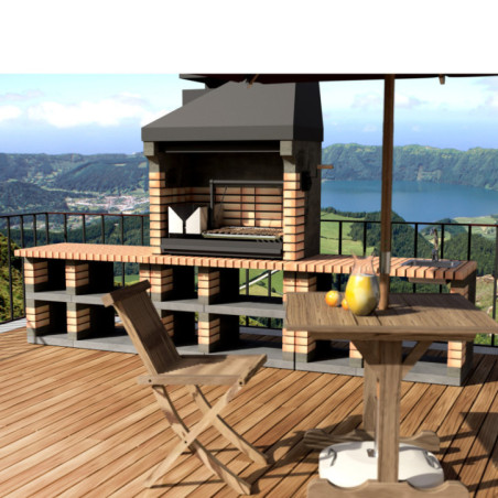 Modulo lavello per barbecue da incasso Pan America 120x70x80 cm in mattoni e cemento | Base per barbecue da giardino esterno