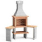 Corner Brick Barbecue Roma 160x58x240 cm with Grill 66x44 cm | Concrete and Brick Barbecue for Garden