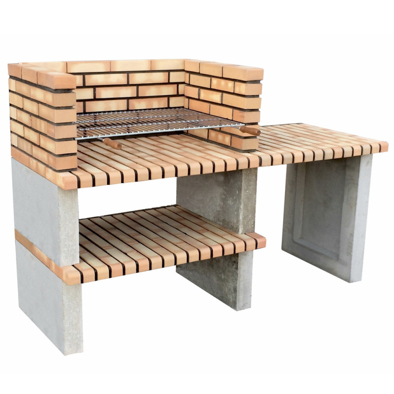 Almenara Ziegelgrill 177x70x120 cm mit Grillrost 84,5x55 cm | Beton- und Ziegelgrill für den Garten