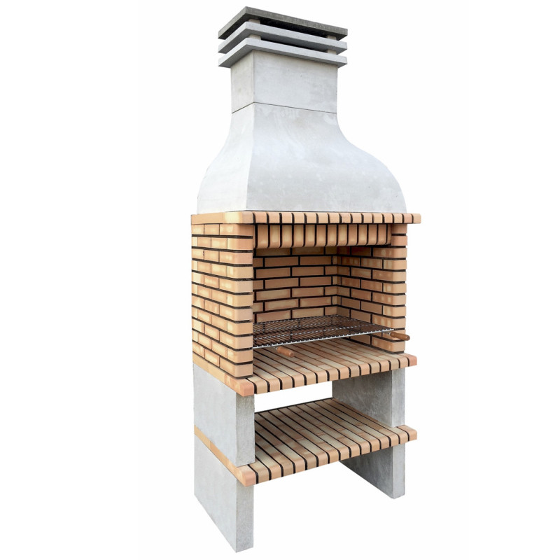 Barbecue Saler en briques 101 x 70 x 255 cm avec grille 84,5 x 55 cm | Barbecue en béton et briques pour jardin
