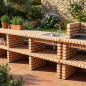 Module d'évier de barbecue encastrable Luxor 95,5 x 70 x 88 cm en brique teintée | Socle pour barbecue de jardin extérieur