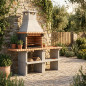 Barbacoa de Obra Niza/Zon 91x46x186 cm con Parrilla 51x35 cm y Bancada | Barbacoa de Hormigón y Ladrillo para Jardin