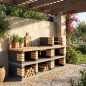 Module d'évier encastrable pour barbecue Pan America 120 x 70 x 80 cm, brique et béton | Socle pour barbecue de jardin extérieur