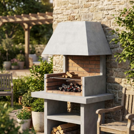 Grey Chimney for Built-in Barbecue 107x70x50 cm | Air Turbine for Smoke Outlet