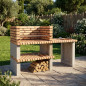 Churrasqueira de tijolos Almenara 177x70x120 cm com grelha 84,5x55 cm | Churrasqueira de concreto e tijolos para jardim
