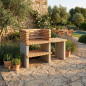 Almenara Ziegelgrill 177x70x120 cm mit Grillrost 84,5x55 cm | Beton- und Ziegelgrill für den Garten