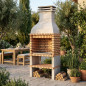 Barbecue Saler en briques 101 x 70 x 255 cm avec grille 84,5 x 55 cm | Barbecue en béton et briques pour jardin