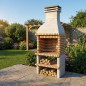 Barbecue Saler en briques 101 x 70 x 255 cm avec grille 84,5 x 55 cm | Barbecue en béton et briques pour jardin