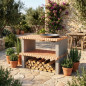 Brick Paella Barbecue Module with Sink 120x80x80 cm in Stained Brick | Base for Outdoor Garden Barbecue
