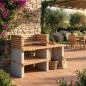 Churrasqueira de tijolos Almenara 177x70x120 cm com grelha 84,5x55 cm | Churrasqueira de concreto e tijolos para jardim