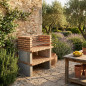 Module barbecue en briques teintées Grao 100x70x120 cm | Socle pour barbecue de jardin extérieur