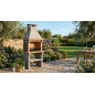 Barbecue en briques Madère 110 x 81 x 250 cm avec grille 76,5 x 44 cm | Barbecue en béton et briques pour jardin