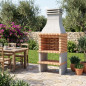 Albufeira 95x70x245 cm Built-in Barbecue with 77x55 cm Grill | Concrete and Brick Garden Barbecue
