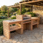 Módulo Luxor com pia embutida em tijolo aparente (95,5 x 70 x 88 cm) | Base para churrasqueira de jardim/exterior