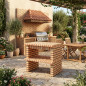 Módulo para churrasqueira Luxor Construction 94x70x88 cm em tijolo aparente | Base para churrasqueira de jardim
