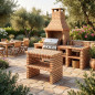 Luxor Construction Barbecue Module 94x70x88 cm in Stained Brick | Outdoor Garden Barbecue Base
