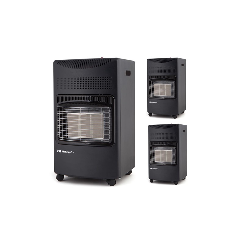 Set di 3 Stufas a gas ceramica. Potenza massima di 4.200 W. Ruote girevoli multidirezionali. Consumo massimo di 305 g/h. Classe