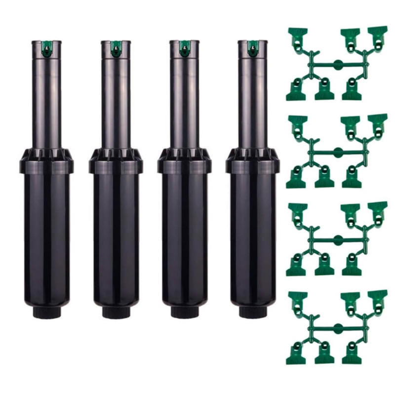 Lot de 4 Arroseur Hunter SRM04 1/2'', arroseur turbine d'arrosage, portée 4,9 à 14 m, angle réglable