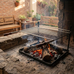 Parrilla Barbacoa de Hierro Fundido para Chimenea 65x40x23 cm | Ideal para Chimeneas y Barbacoas