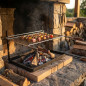 Grille de barbecue en fonte pour cheminée 65 x 40 x 23 cm | Idéale pour les cheminées et les barbecues
