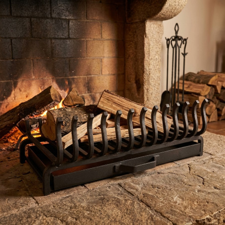 Kamingrill aus Gusseisen mit Schublade 65x40x23 cm | Ideal für Kamine und Grills