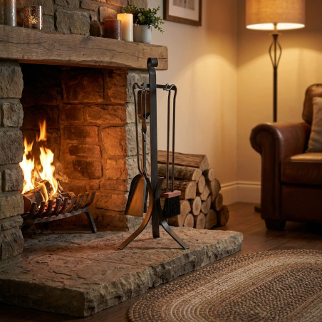 Juego de Accesorios para Chimenea de Hierro Forjado 70 cm antracita | Utensilios para Limpieza de Estufas y Chimeneas