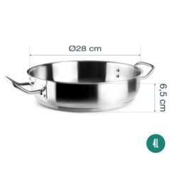 Poêle à paella Lacor en acier inoxydable | 28 cm | Poêle à paella professionnelle | Compatible tous feux | Lavable au lave-vaiss