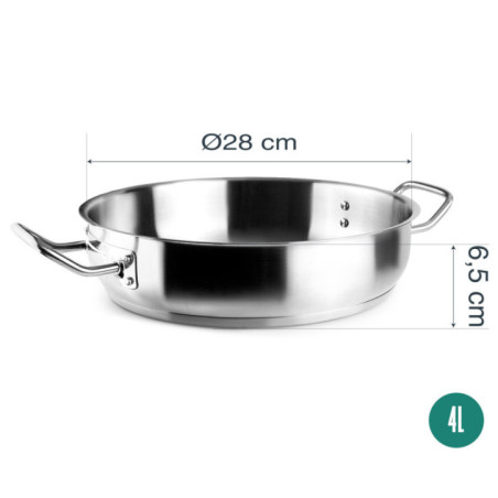 Poêle à paella Lacor en acier inoxydable | 28 cm | Poêle à paella professionnelle | Compatible tous feux | Lavable au lave-vaiss