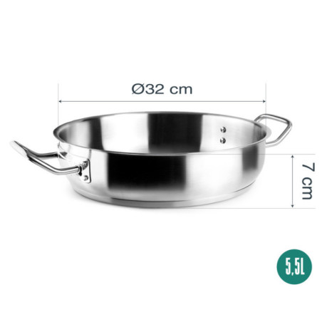 Panela para Paella Lacor em Aço Inoxidável | 32 cm | Panela Profissional para Paella | Adequada para Todos os Tipos de Fogão | P