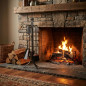Juego de Accesorios para Chimenea de Hierro Forjado 70 cm antracita | Utensilios para Limpieza de Estufas y Chimeneas