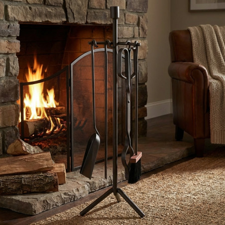 Set di accessori per camino in ferro battuto, 71 cm, antracite | Attrezzi per la pulizia di stufe e camini