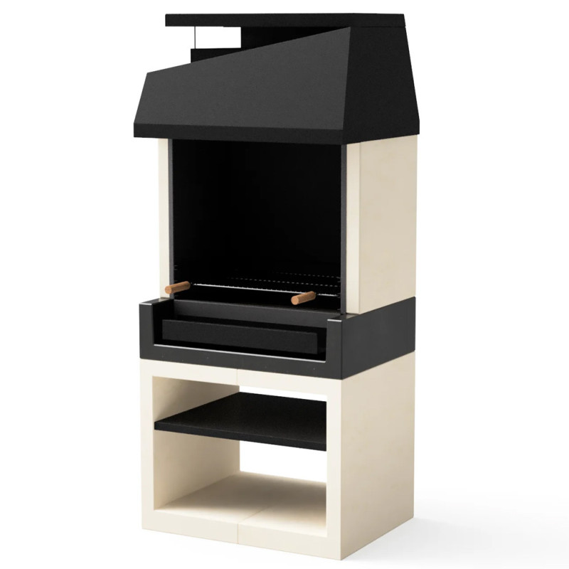 Kitaway Otte 84x63x192 cm Built-in Barbecue with 68.5x42 cm Grill | Smooth Concrete Barbecue for Garden