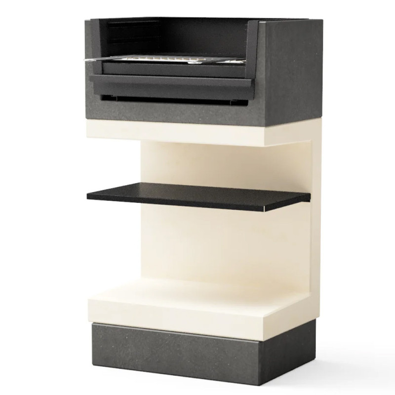 Barbacoa de Obra Kitaway Mini 63x41,5x110 cm con Parrilla 54x34 cm | Barbacoa de Hormigón blanco/negro para Jardin