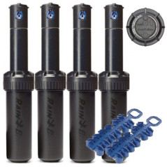 Aspersor Rain Bird 5004PCSAM com válvula anti-drenagem | Pacote com 4 | Alcance de 4,6 a 10,7 m | Aspersor de turbina ajustável 