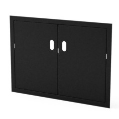 Porte double pour barbecue et modules Kitaway 78x57 cm | Porte en acier noir pour barbecue intégré et cuisine extérieure