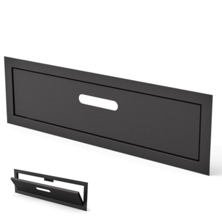 Porte à charnières pour barbecue et modules Kitaway 75x23 cm | Porte en acier noir pour barbecue encastrable extérieur