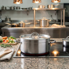 Casseruola Lacor in acciaio inox da 34 cm con coperchio | Adatta a piani cottura in ceramica, elettrici e a gas | Capacità 11,8 