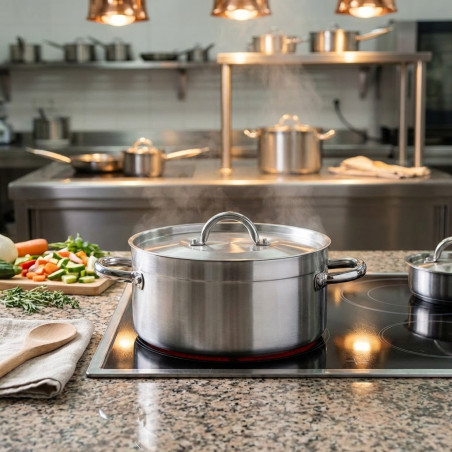 Casserole Lacor 34 cm en aluminium avec couvercle | Compatible plaques vitrocéramiques, électriques et à gaz | Capacité : 11,8 L