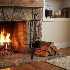 Juego de Accesorios para Chimenea de Hierro Forjado 75 cm negro | Utensilios para Limpieza de Estufas y Chimeneas