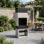 Churrasqueira embutida Kitaway 84x63x223 cm com grelha 68,5x41,5 cm | Churrasqueira de concreto liso para jardim