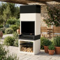Churrasqueira embutida Kitaway 84x63x223 cm com grelha 68,5x41,5 cm | Churrasqueira de concreto liso para jardim