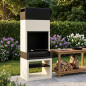 Churrasqueira embutida Kitaway 84x63x223 cm com grelha 68,5x41,5 cm | Churrasqueira de concreto liso para jardim