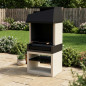 Kitaway Otte 84x63x192 cm Built-in Barbecue with 68.5x42 cm Grill | Smooth Concrete Barbecue for Garden