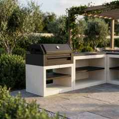 Kitaway Otte 84x63x101 cm Modulo Barbecue da Incasso | Base Bianca/Nera per Barbecue da Giardino Esterno