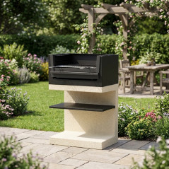 Barbacoa de Obra Kitaway Mini 63x41,5x110 cm con Parrilla 54x34 cm | Barbacoa de Hormigón texturizado para Jardin