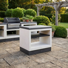 Module de comptoir encastrable pour barbecue Kitaway 84 x 63 x 85 cm | Base blanche/noire pour barbecue de jardin extérieur